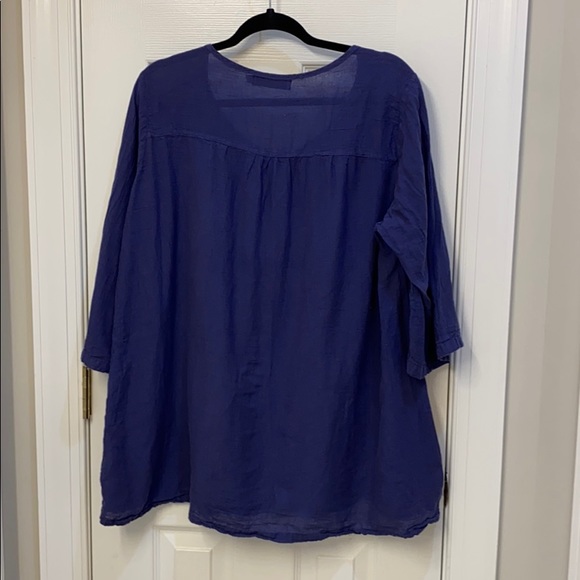 Bali Blu Cotton Tunic 3/4 sleeve - Sz Large - Picture 2 of 5